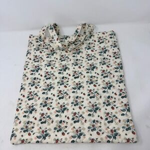 Creative Co-op Strawberry Floral Quilted Cotton Tote Bag Cream Red Green
